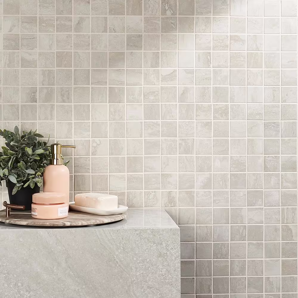 Ivy Hill Tile Essential Travertine Cream 11.81 in. x 11.81 in. Matte Porcelain Mosaic Tile (0.96 sq. ft./Sheet)