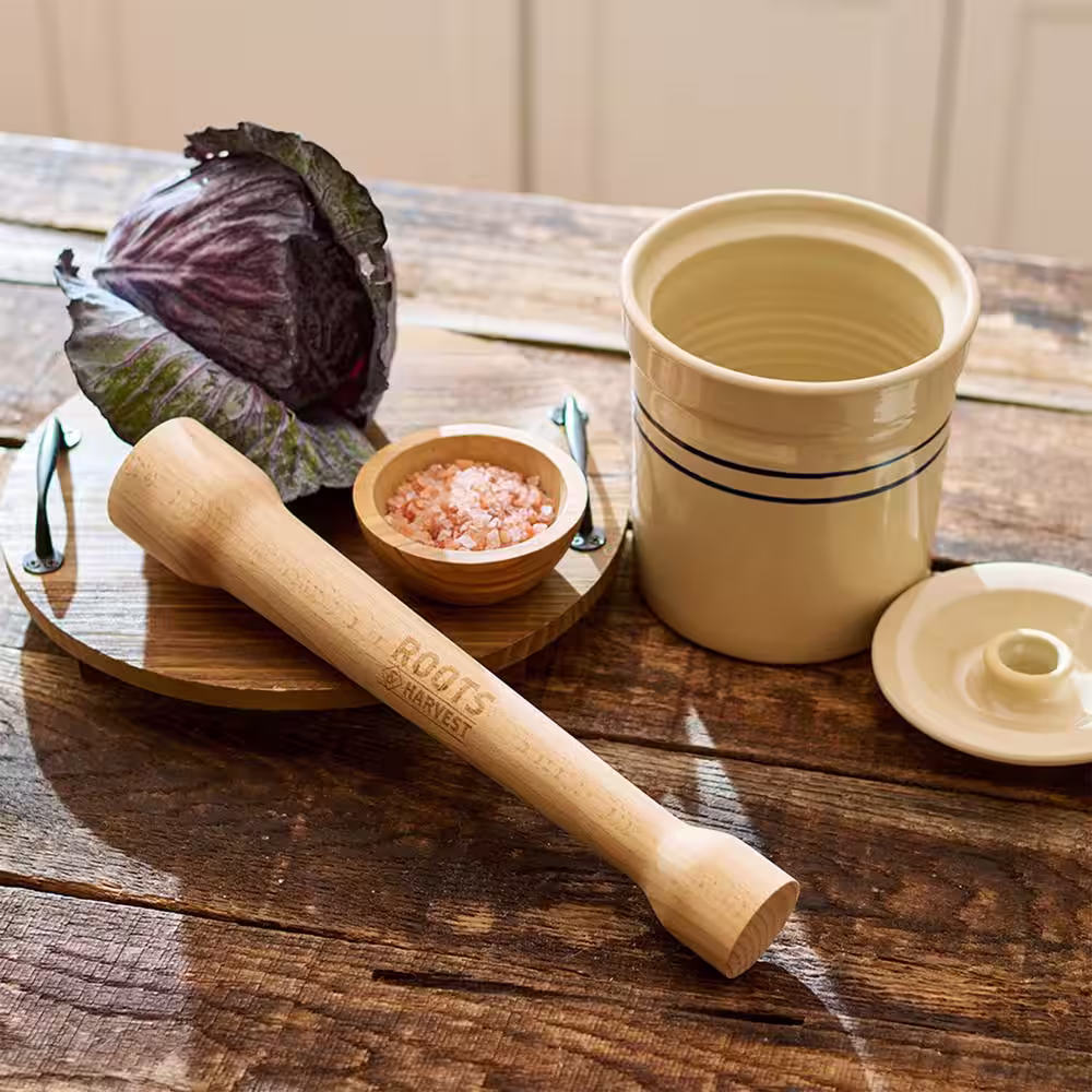 ROOTS & HARVEST Wooden Cabbage Stomper