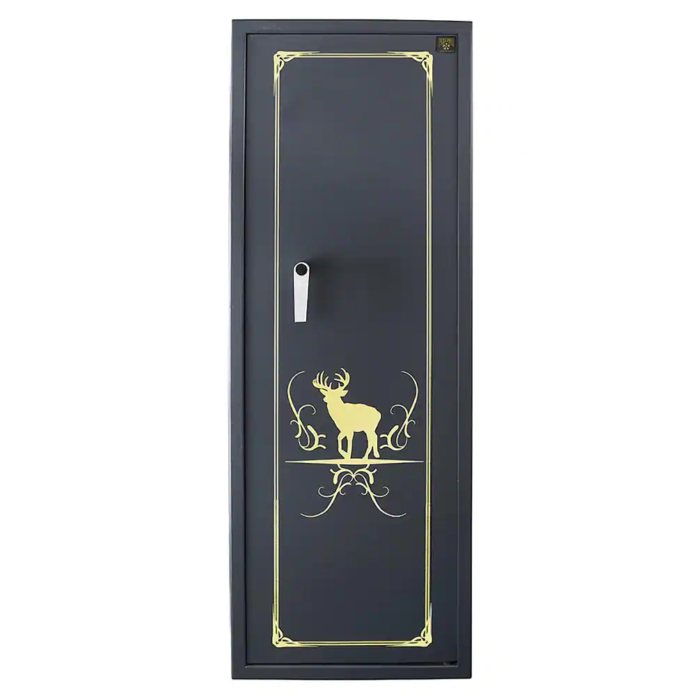 None 8-Gun Locking Gun Safe - Rifle Cabinet with Skeleton Style Keys, Ammo Lockbox and Firearm Rack