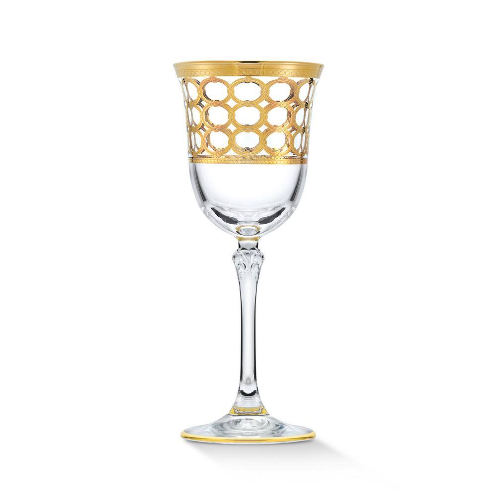 Lorren Home Trends 9 oz. Infinity Gold Ring Red Wine Goblet Set (Set of 4)