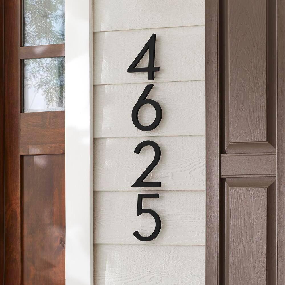 Everbilt 10 in. Matte Black Aluminum Floating or Flat Modern House Number 6