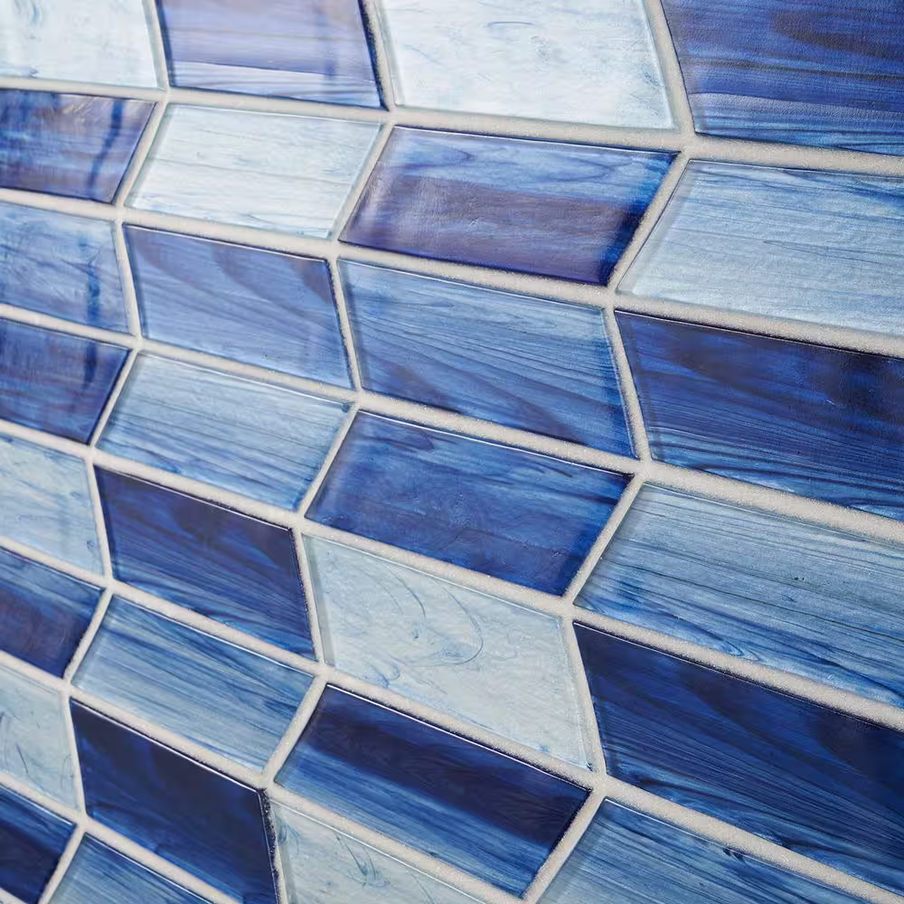 Ivy Hill Tile Tara Blue 11.73 in. x 11.74 in. Chevron Glass Mosaic Tile (0.96 Sq. Ft. / Sheet)
