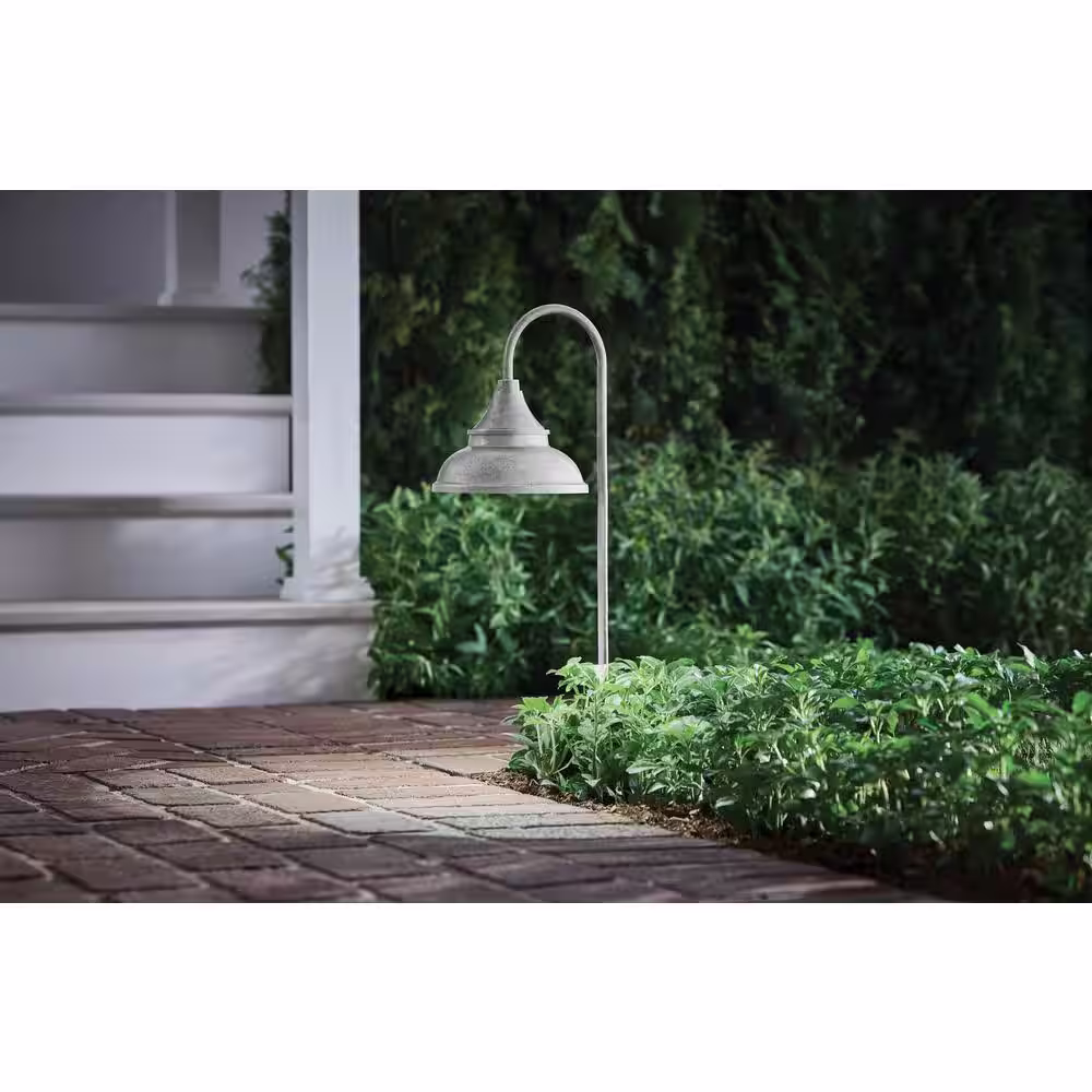 Hampton Bay Low Voltage 100 Lumens Galvanized Outdoor Integrated LED Farmhouse Path Light; Weather/Water/Rust Resistant