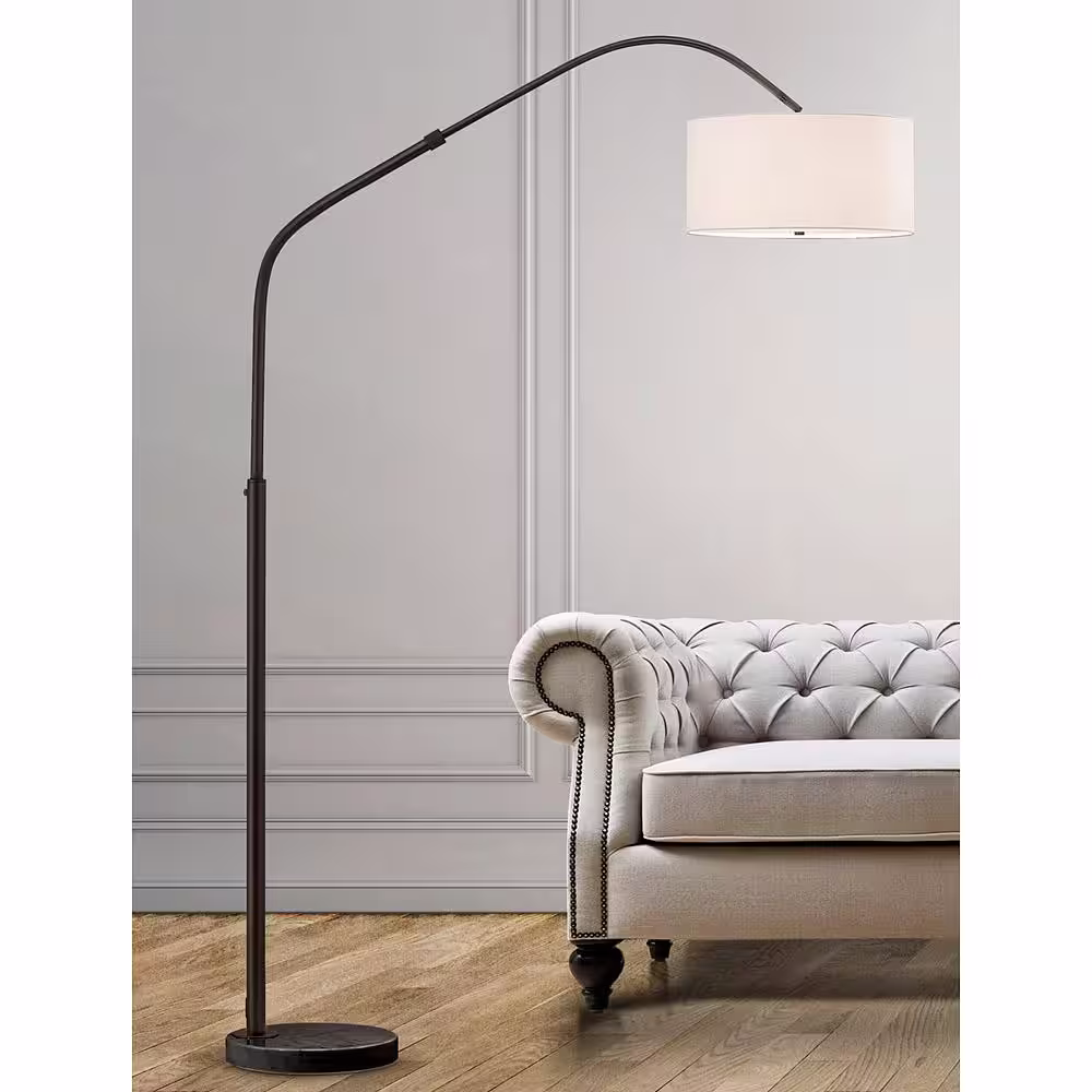 HomeGlam Aero 81 in. H Dark Bronze Retractable Arch Floor Lamp