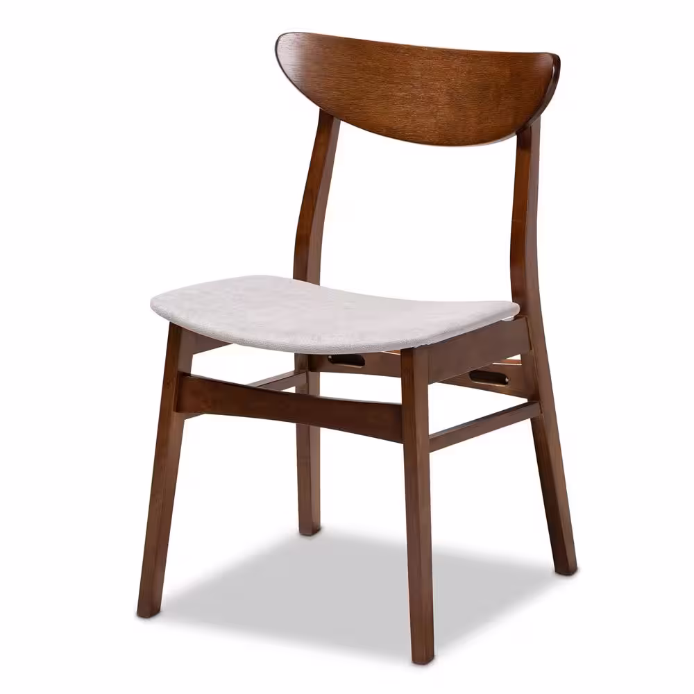 Baxton Studio Parlin Light Grey and Walnut Brown Fabric Dining Chair (Set of 4)