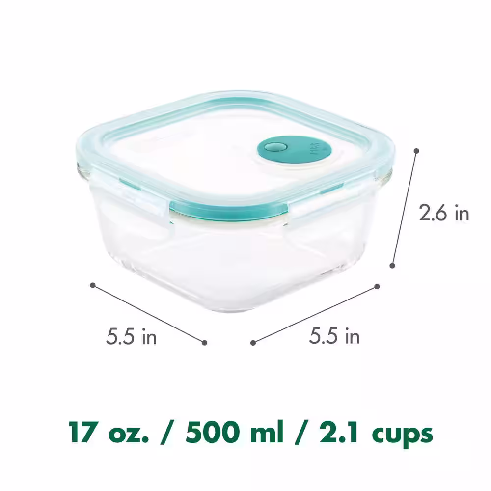 None Performance 4-Piece Glass Vented Food Storage Containers, 17-Ounce Set