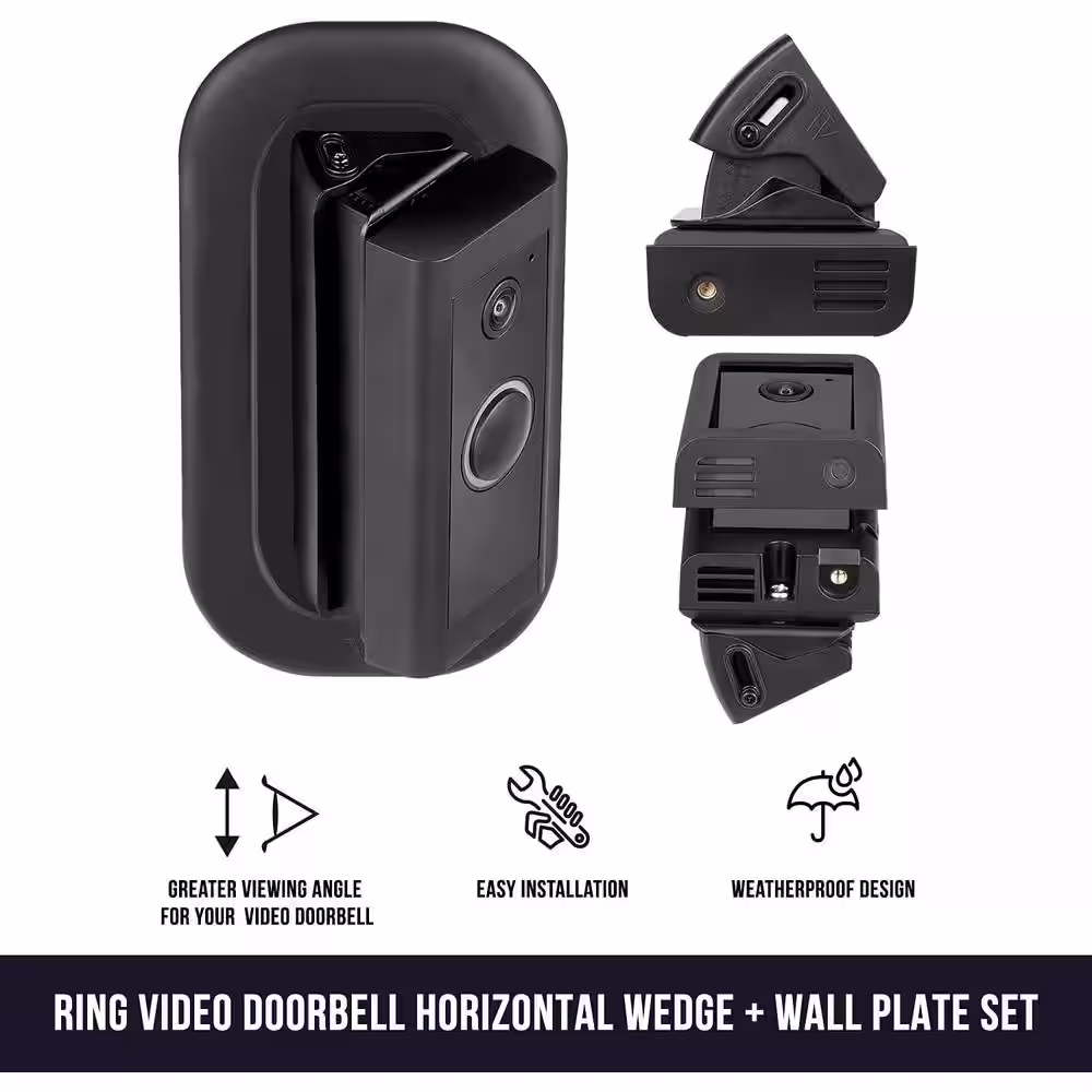 Wasserstein Horizontal Adjustable Angle Mount and Wall Plate for Ring Video Doorbell Wired