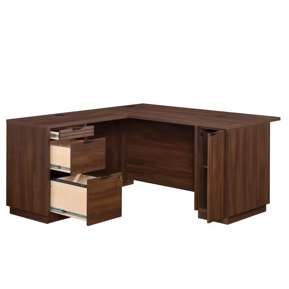 None Palo Alto 59.134 in. L-Shaped Spiced Mahogany Commercial Computer Desk with File Storage