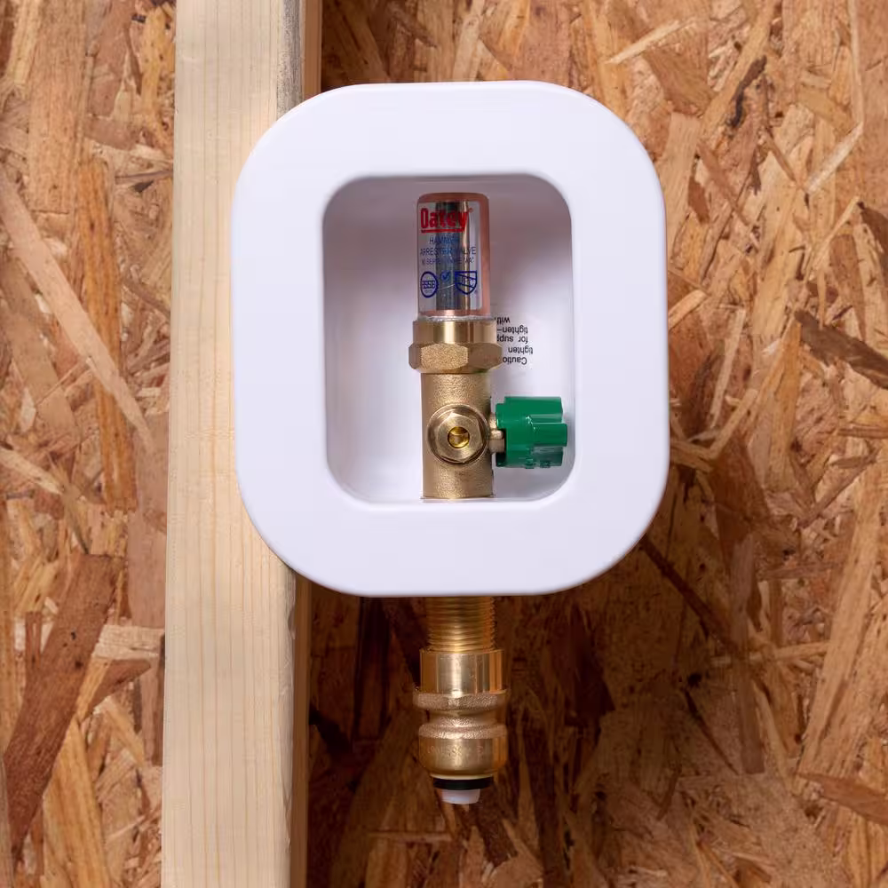 Oatey I2K 1/2 in Plastic Push Connect Ice Maker Outlet Box with Hammer Arrester with 1/4 Turn
