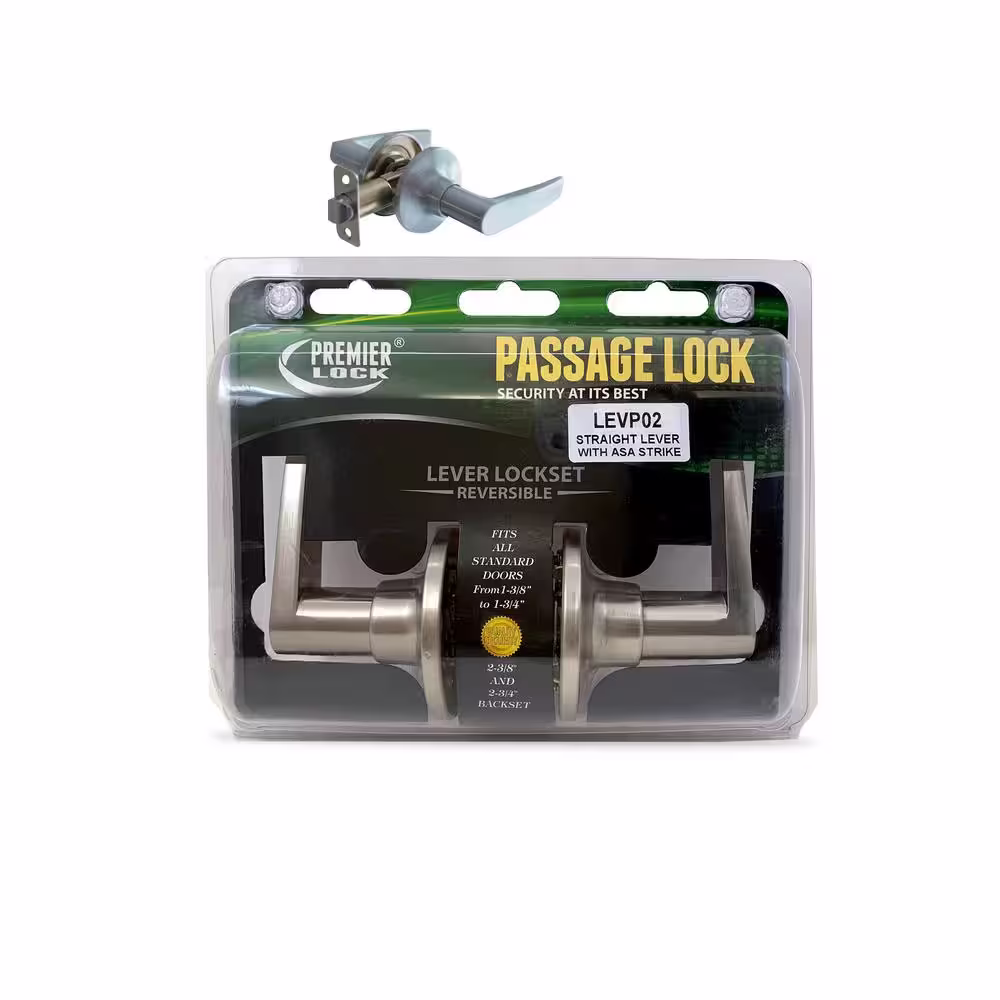 Premier Lock Satin Nickel Passage Door Lever Set