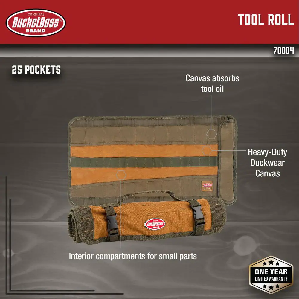 BUCKET BOSS 26 in. Tool Bag Roll with 25 Pockets