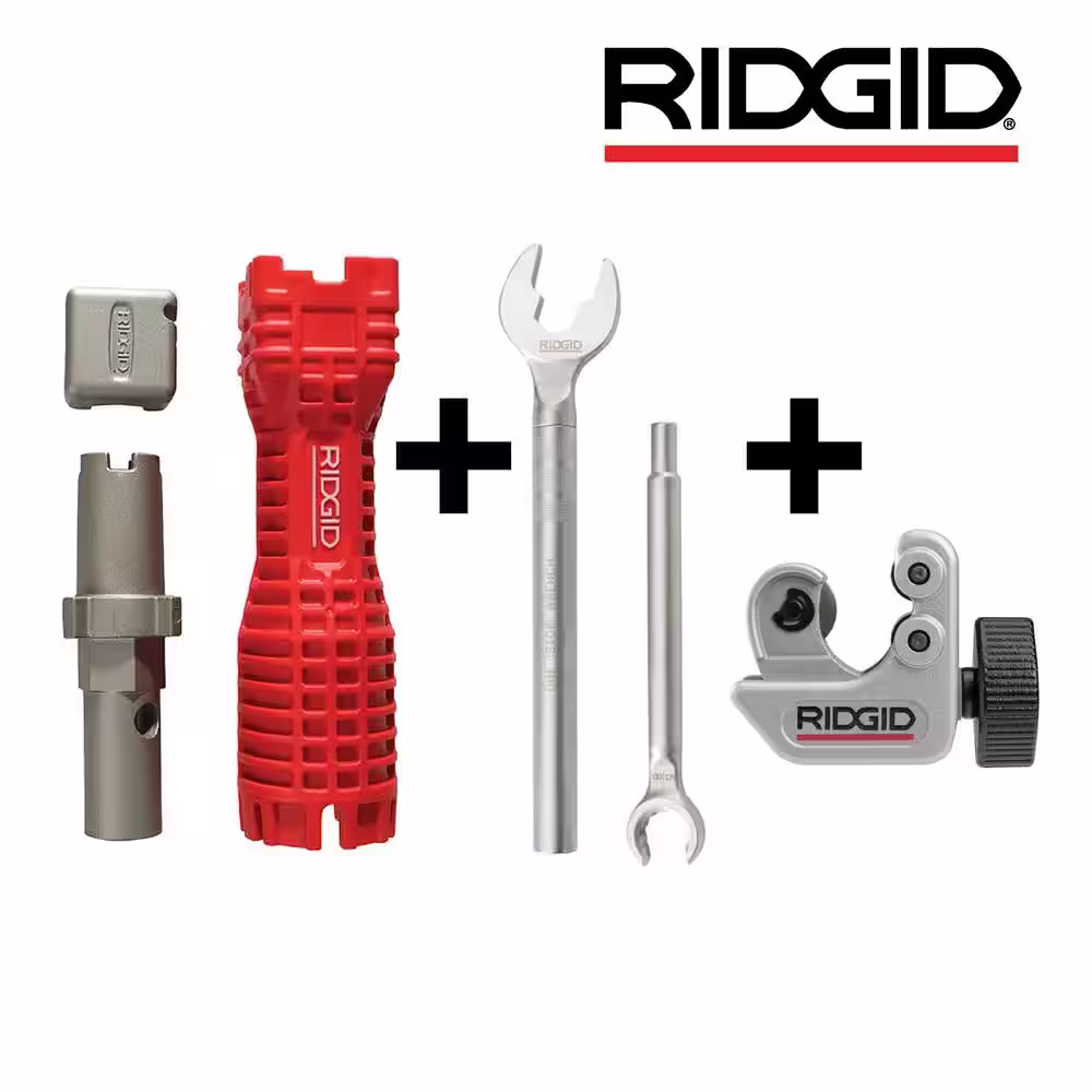 RIDGID EZ Change Faucet Removal Tool + One Stop Wrench + 101 Copper Pipe and Tubing Cutter 3-Piece Plumbing Essentials Bundle