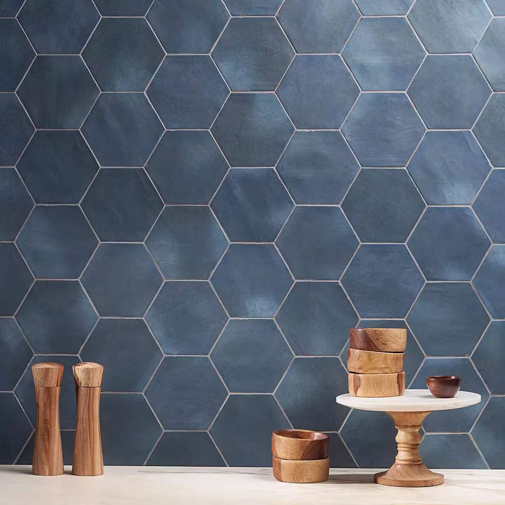 Ivy Hill Tile Alexandria Denim Blue Hexagon 5.5 in. x 6 in. Matte Floor and Wall Porcelain Tile (5.38 sq. ft. / Case)