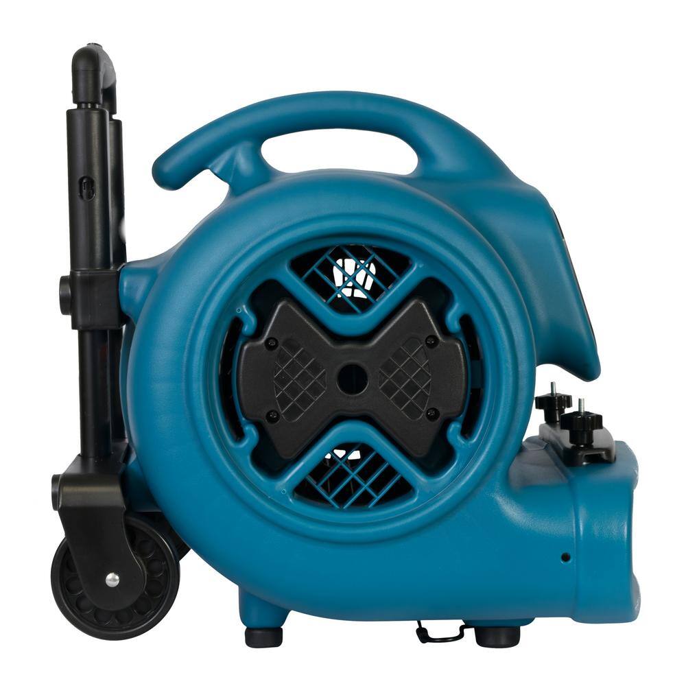 XPOWER 1/2 HP Air Mover Blower Fan with Telescopic Handle and Wheels and Carpet Clamp