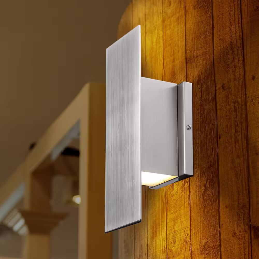 Monteaux Lighting Novus Integrated LED Brushed Nickel LED Indoor Wall Sconce Light Fixture with Up and Down Light