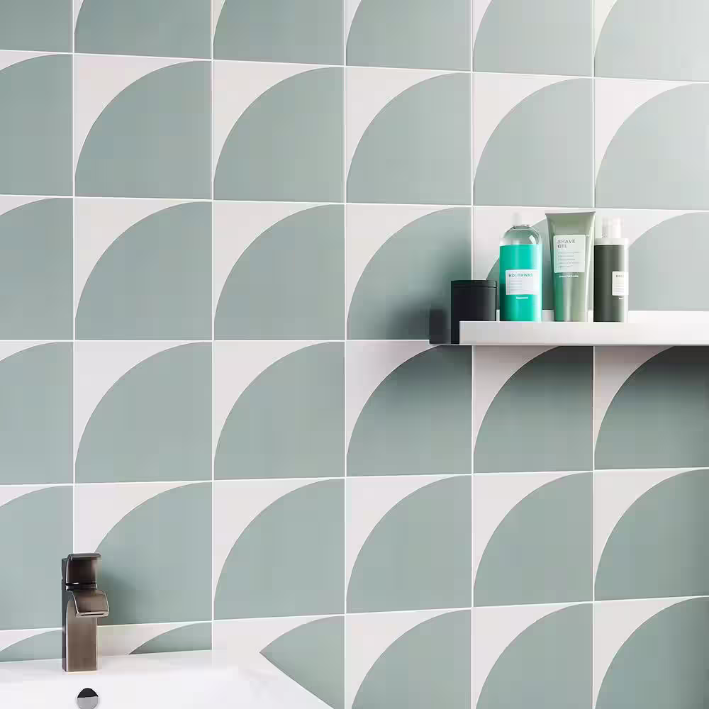 Ivy Hill Tile Tori Crescent Green 8 in. x 8 in. Matte Porcelain Floor and Wall Tile (26 Pieces / 11.19 sq. ft. / Case)