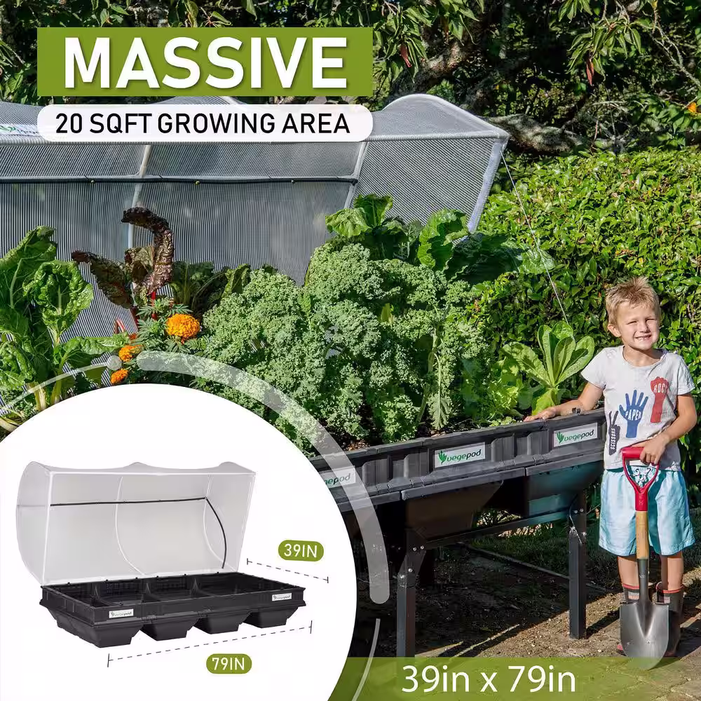 Vegepod Raised Garden Bed Kit - Large 78.7 in. x 39.4 in. (2 m x 1 m) Container with Protective Cover, Self Watering