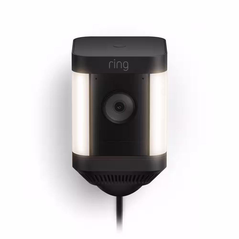 Ring Spotlight Cam Plus, Plug-In - Smart Security Video Camera with LED Lights, 2-Way Talk, Color Night Vision, Black
