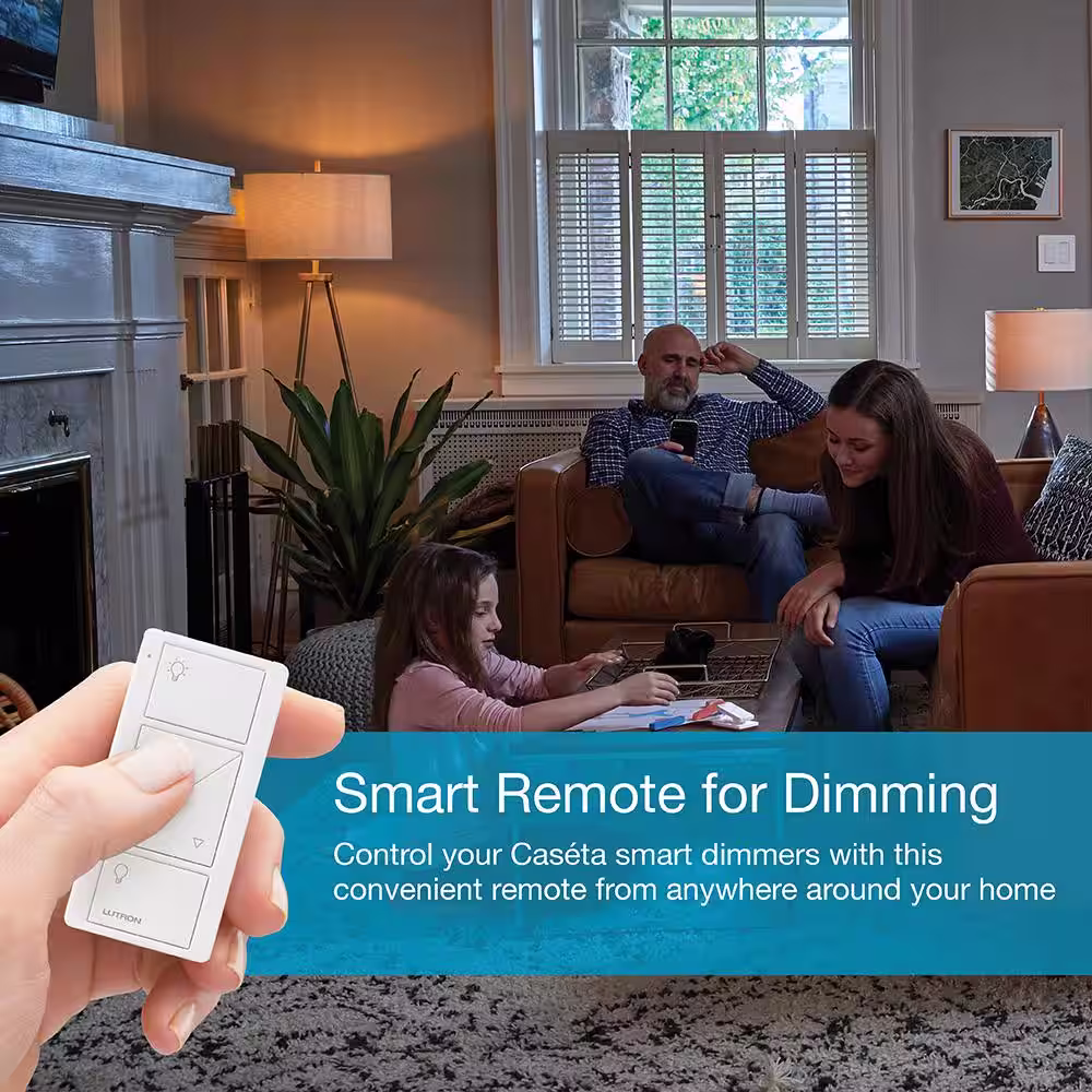 None Pico Smart Remote (2-Button with Raise/Lower) for Caseta Smart Dimmer Switch, Light Almond (PJ2-2BRL-GLA-L01)