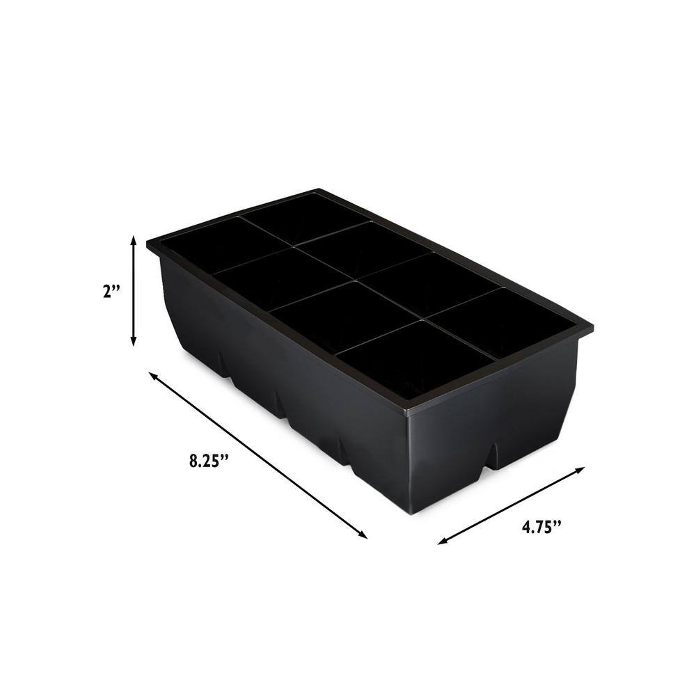 None 8 Cube Silicone Ice Cube Tray - Makes 8 Large 2 in. x 2 in. Cubes for Beverages - BPA Free