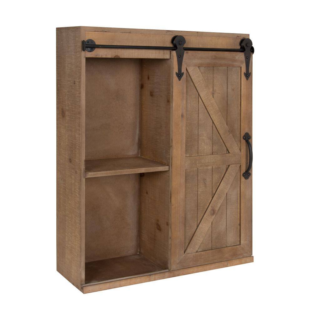 Kate and Laurel Cates 8 in. x 22 in. x 28 in. Rustic Brown Wood Decorative Cabinet Wall Shelf