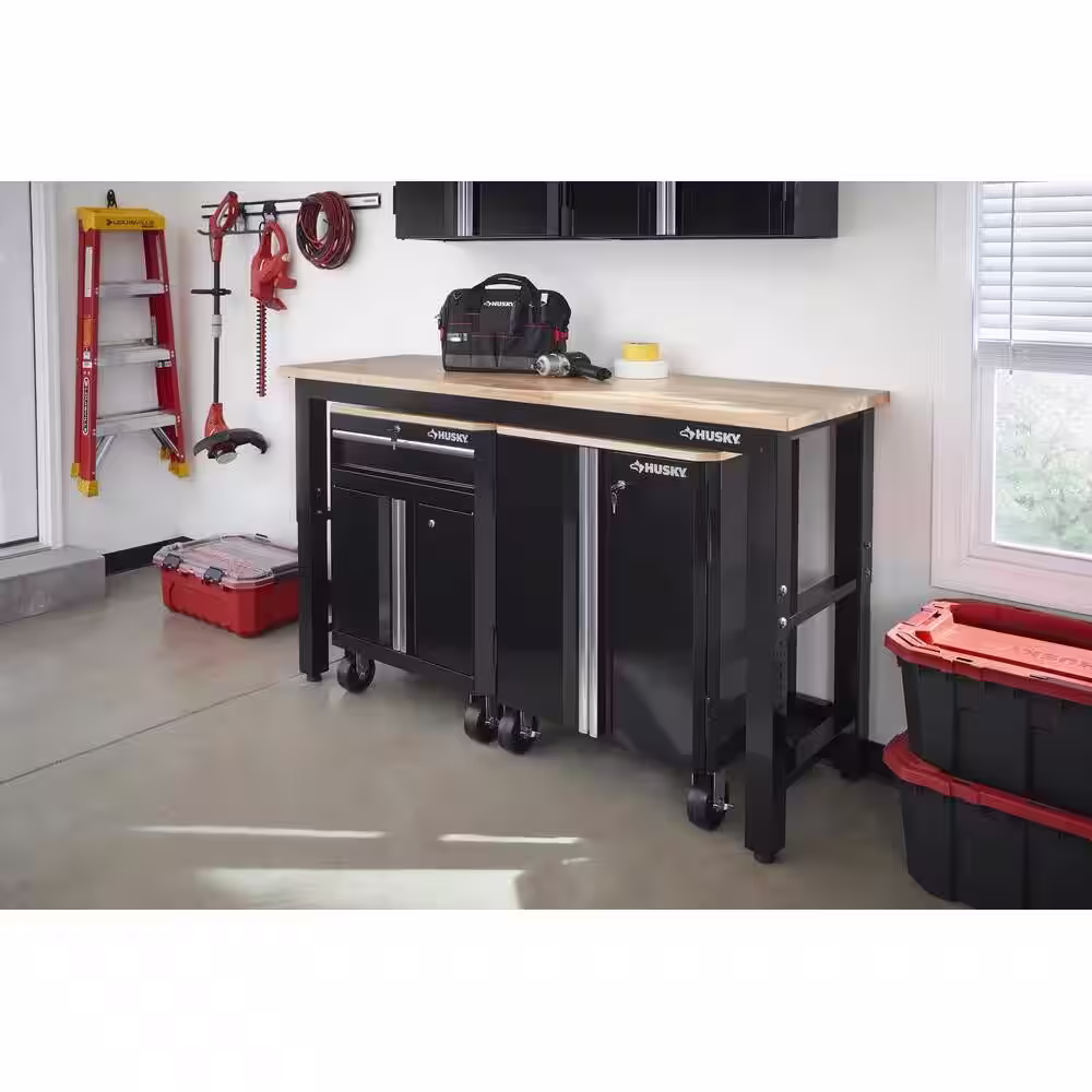 Husky 3-Piece Ready-to-Assemble Steel Garage Storage System in Black (72 in. W x 42 in. H x 24 in. D)
