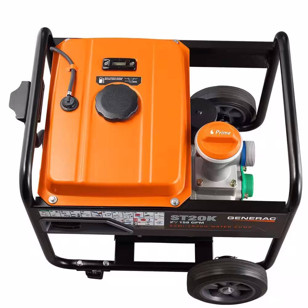 Generac 5 HP 2 in. Gas Powered Semi-Trash Water Pump with Hose Kit