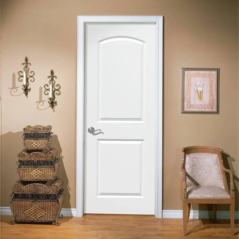 Masonite 30 in. x 80 in. 2 Panel Roman Smooth Round Top Solid Core Primed Composite Interior Door Slab