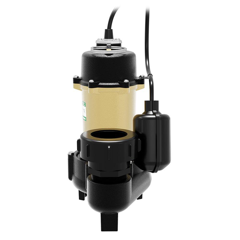 K2 1/2 HP Heavy-Duty Cast Iron Effluent Pump with Piggyback Tethered Switch