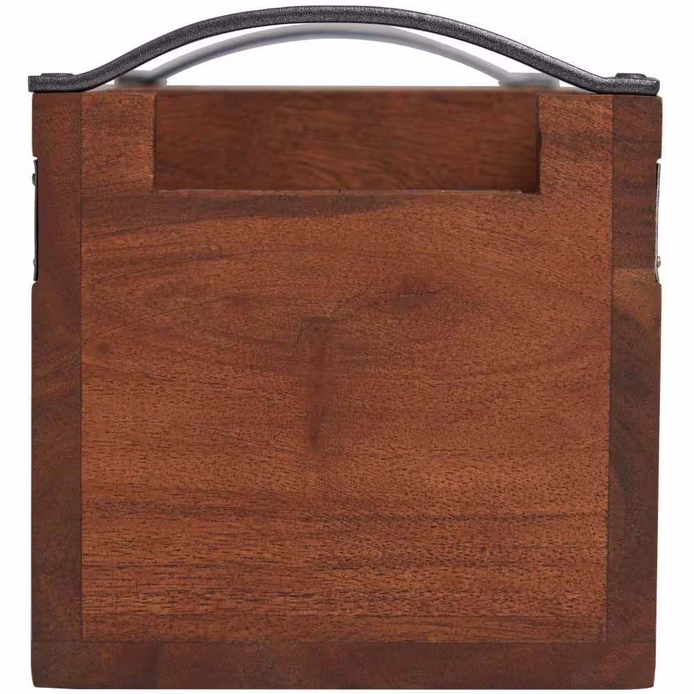Litton Lane Brown Wood 3-Section Decorative Tray with Black Metal Handles