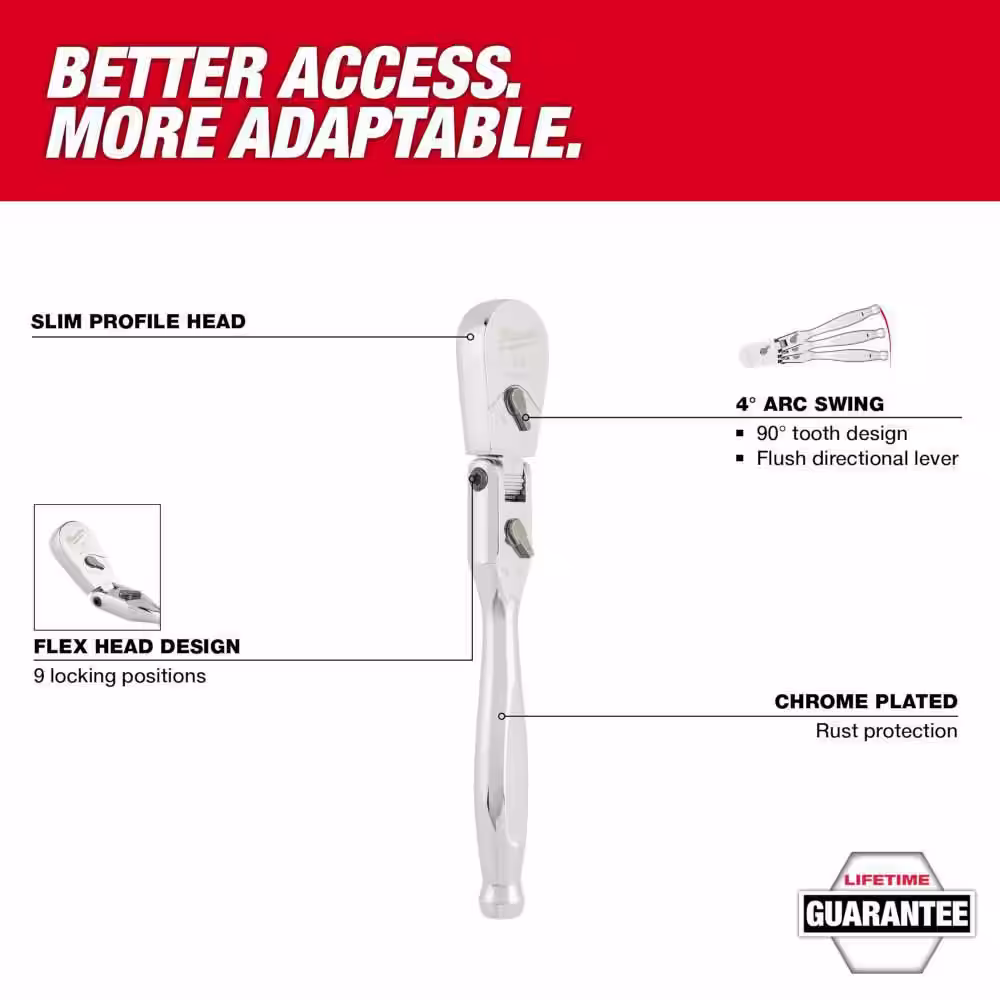 Milwaukee 3/8 in. Drive 12 in. Flex Head Ratchet