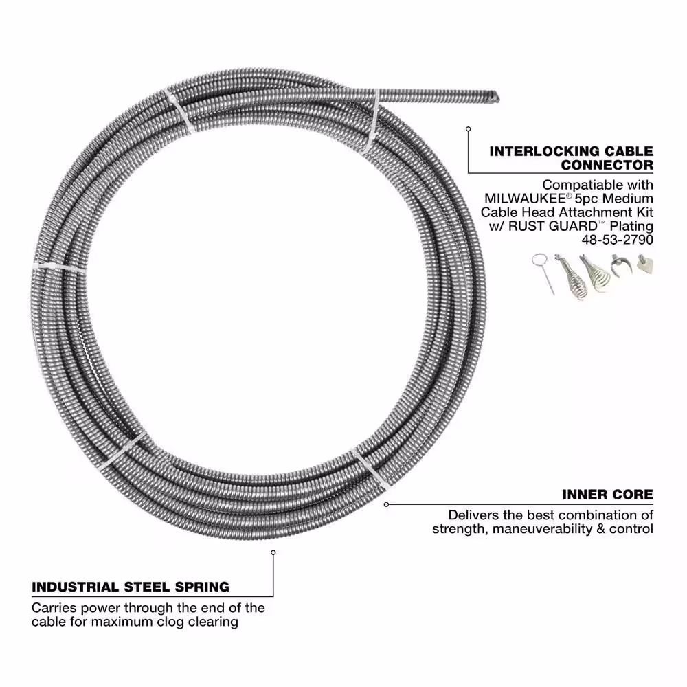Milwaukee 3/8 in. x 100 ft. Inner Core Drain Cable