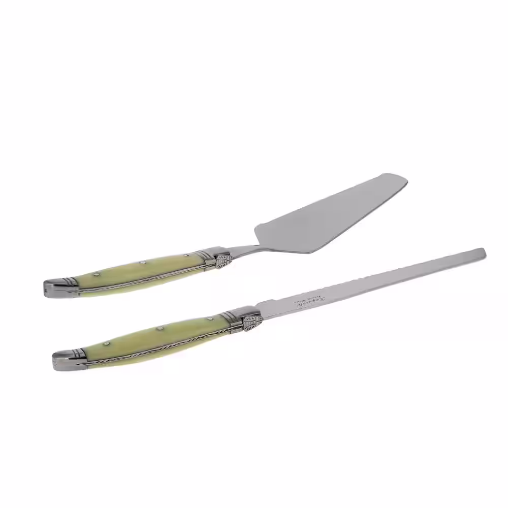 None French Home 2-Piece Faux Ivory Laguiole Conoisseur Cake Slicer and Server Set