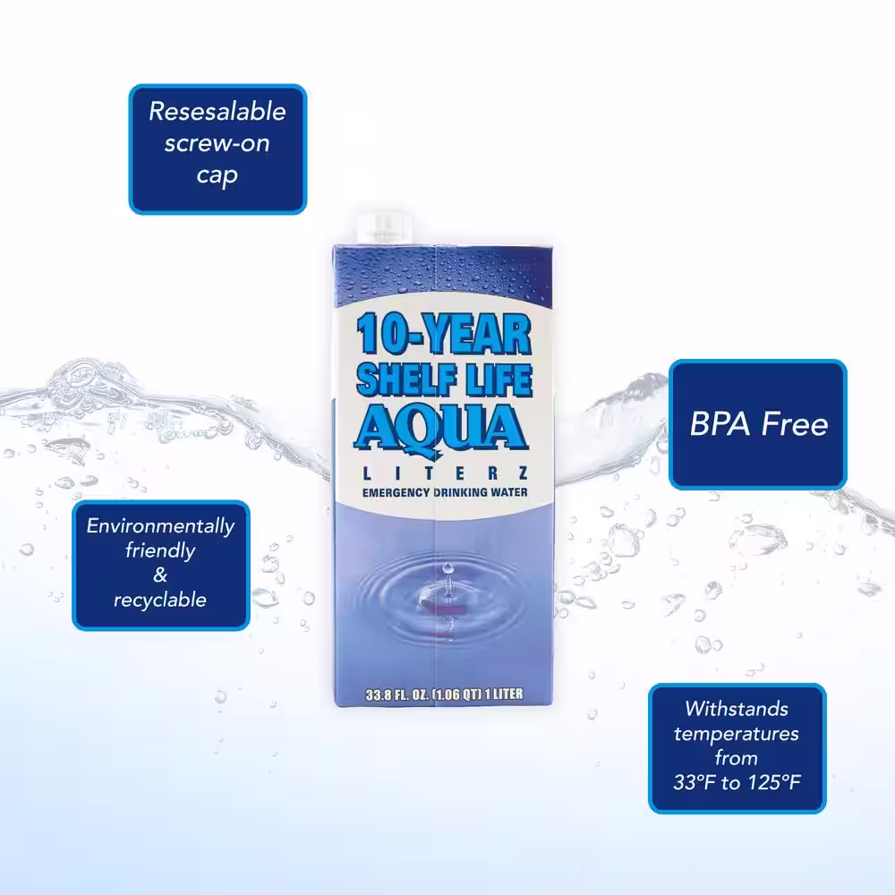 Ready America 10-Year Shelf Life Aqua Literz 1 l (12-Pack)
