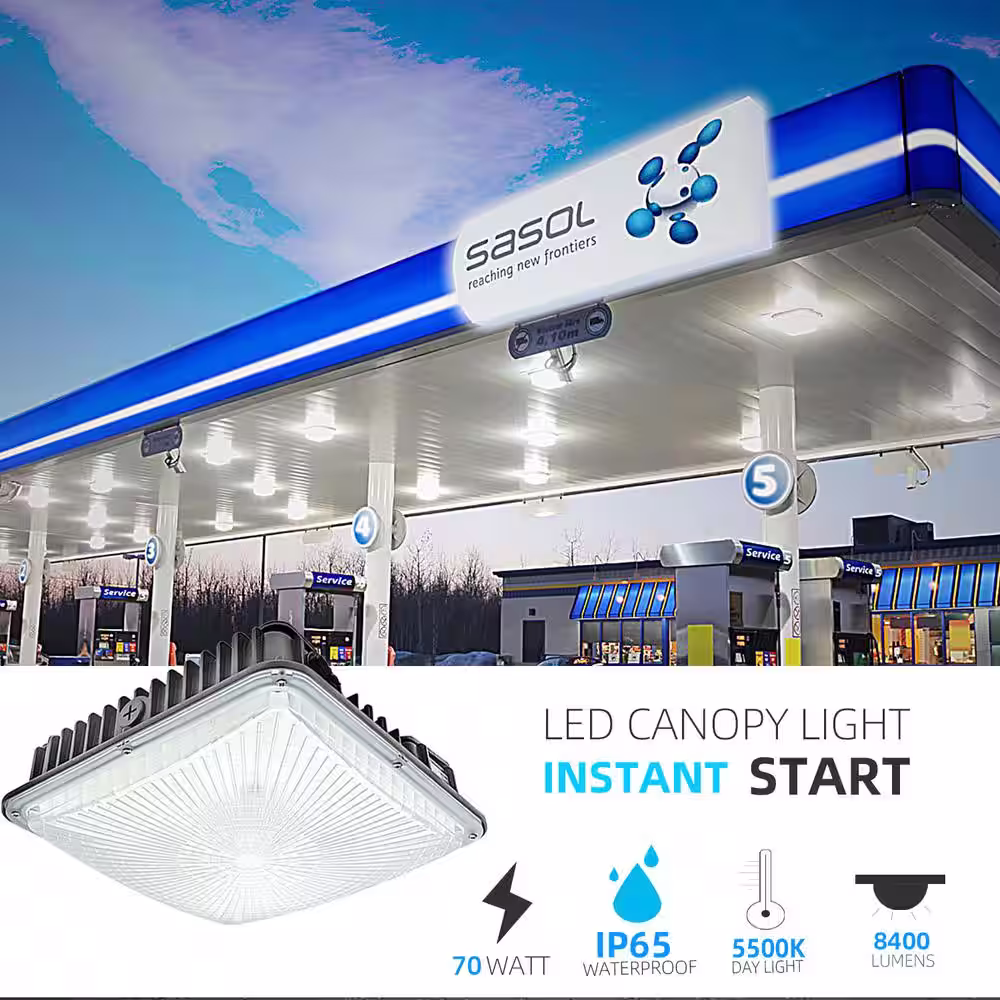 None 300-Watt Equivalence Integrated LED Black Outdoor Security Light 8400 Lumens Canopy Light and Area Light 5500k