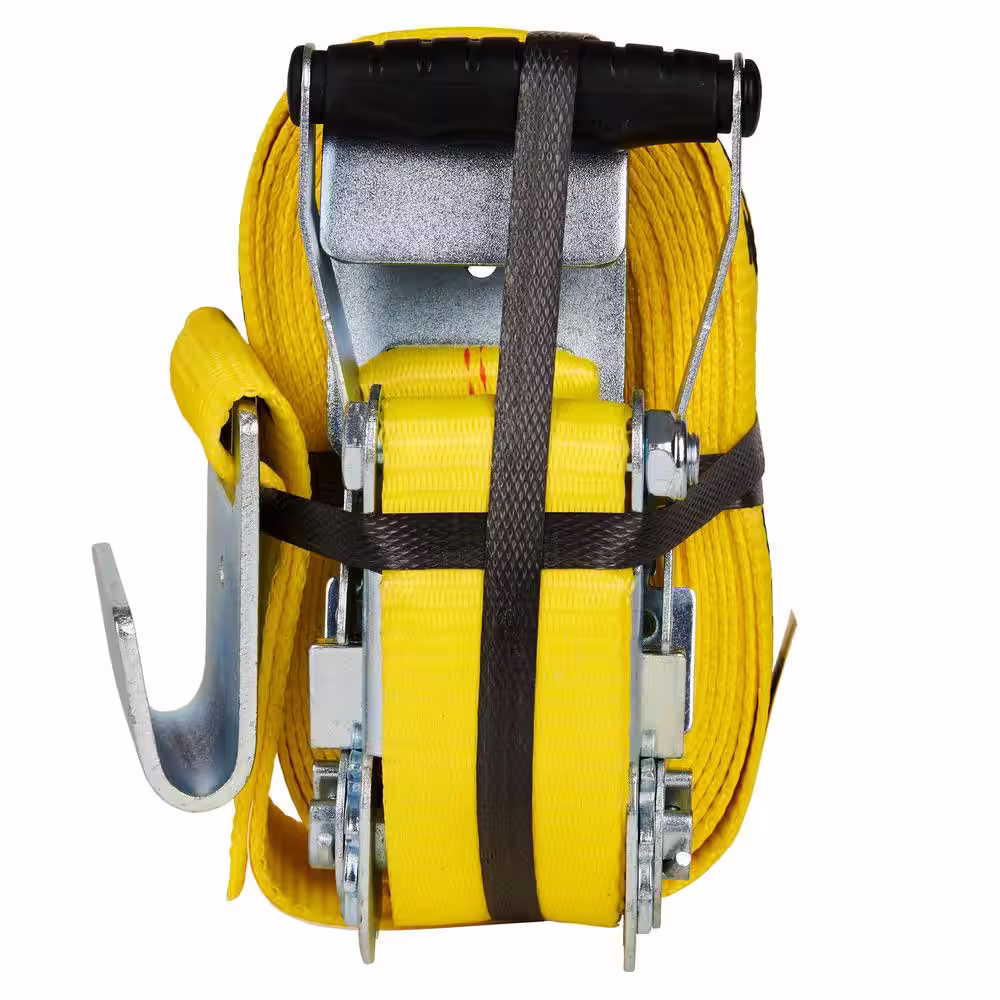 Keeper 2 in. x 27 ft. 3,333 lbs. Flat Hook Ratchet Tie Down Strap