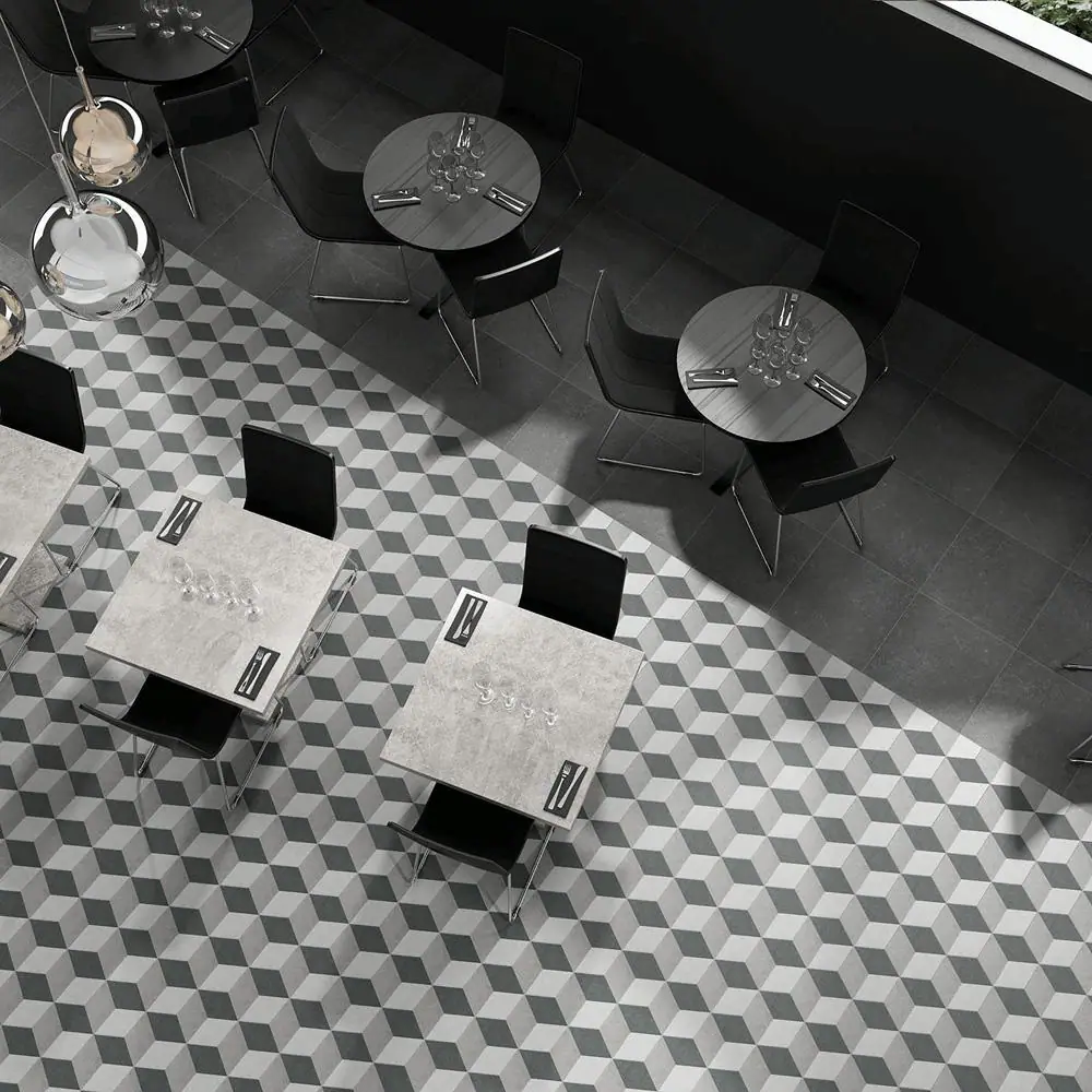 Merola Tile Traffic Hex 3D Grey 8-5/8 in. x 9-7/8 in. Porcelain Floor and Wall Tile (11.5 sq. ft./Case)