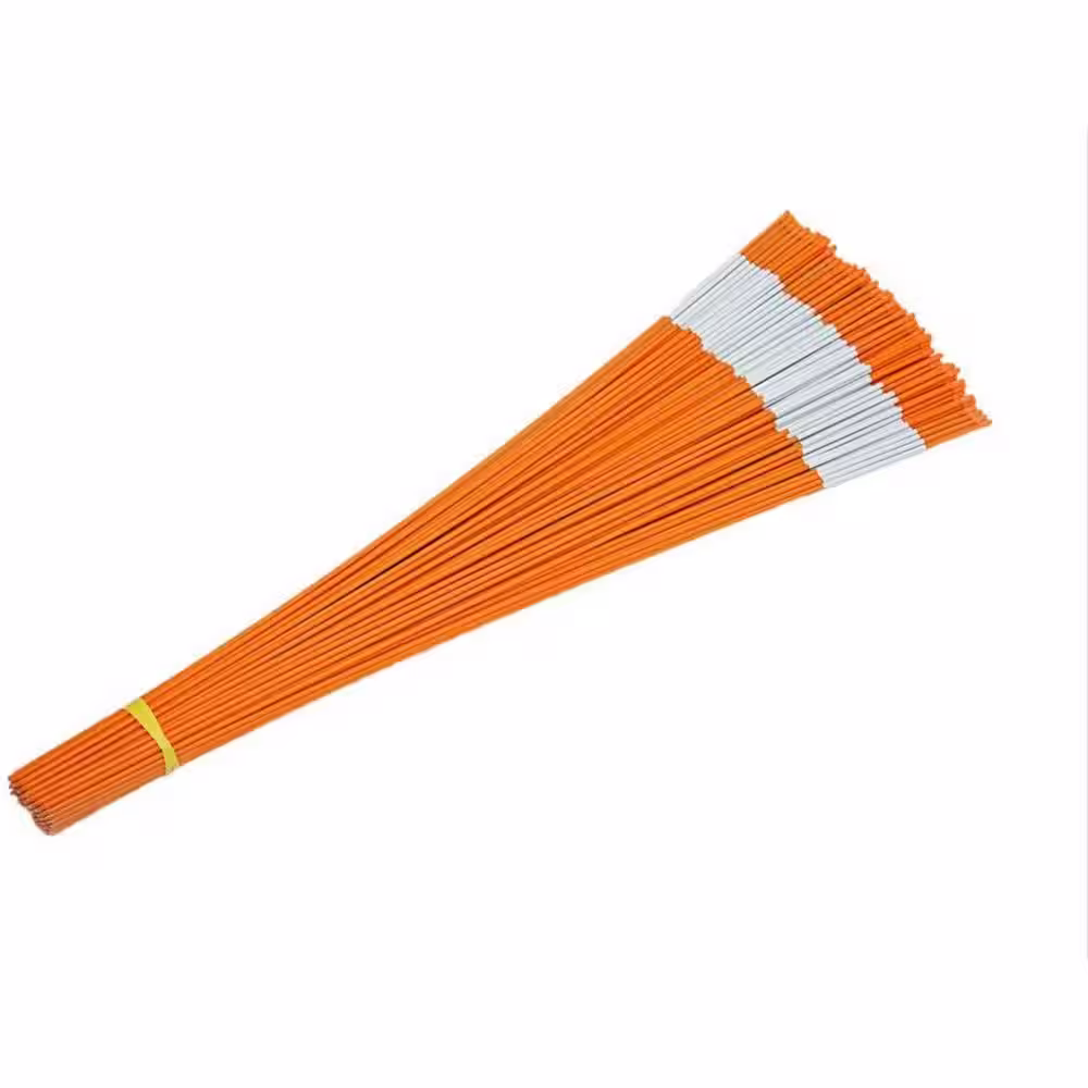 FiberMarker 60 in. Driveway Markers Fiberglass Poles 5/16 in. Dia Solid Snow Poles Stakes with Reflective Tape, Orange (50-Pack)