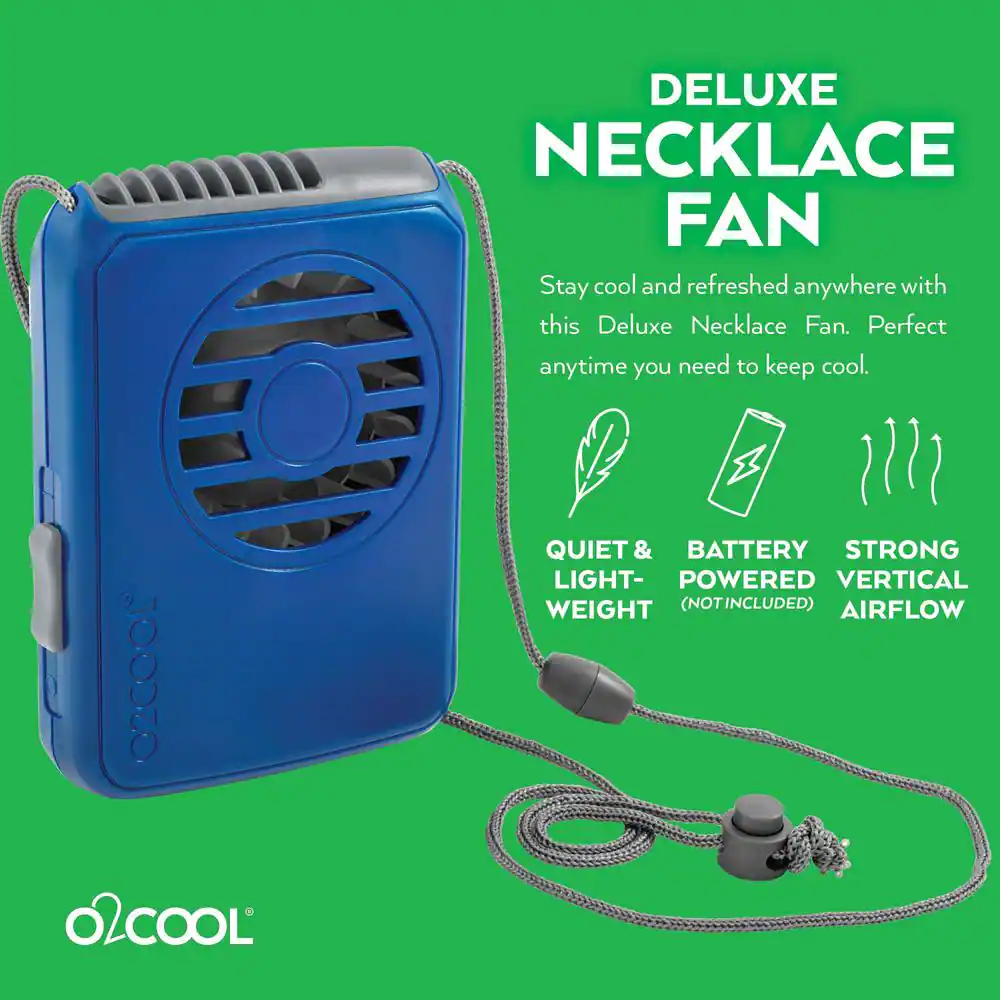 O2COOL Deluxe 2.5 in. Necklace Fan in Blue
