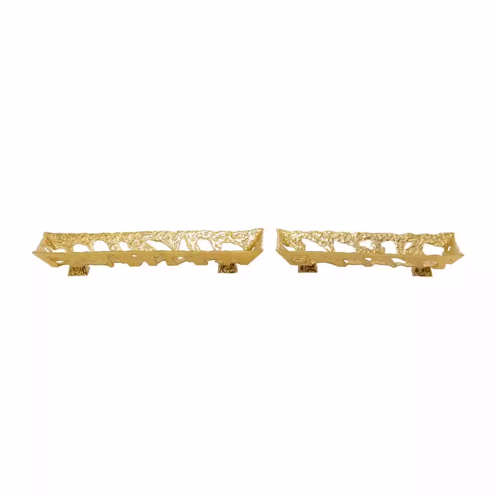 Litton Lane Gold Aluminum Decorative Tray (Set of 2)