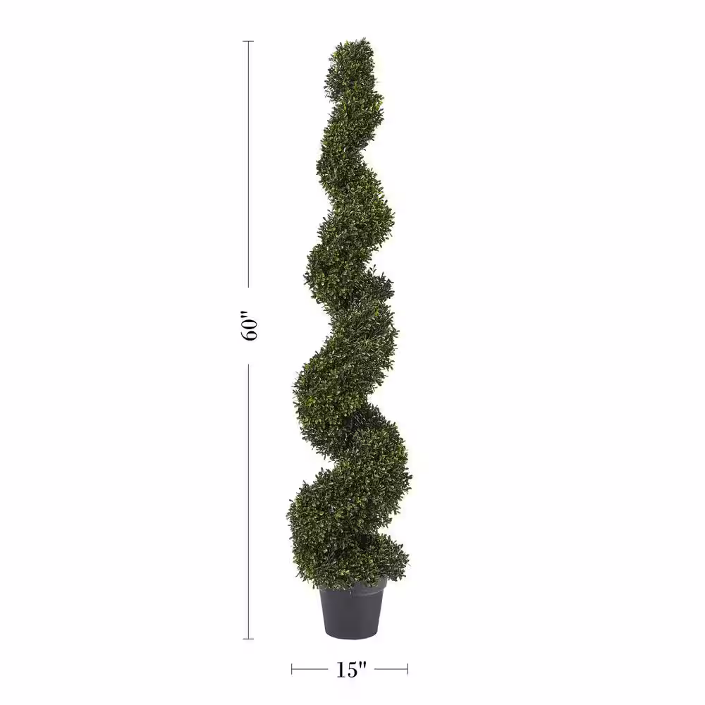 Pure Garden 60 in. Artificial Faux Boxwood Spiral Topiary