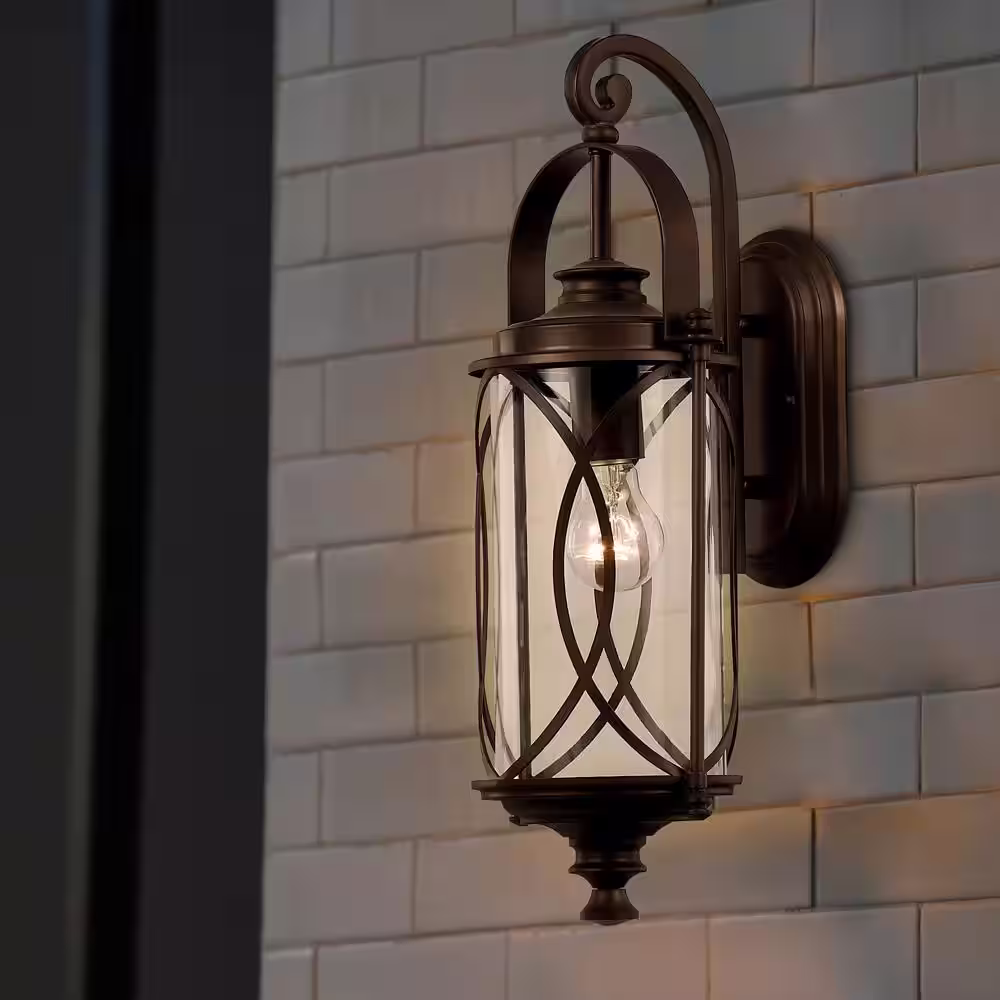 Monteaux Lighting 1-Light Oil Rubbed Bronze Outdoor Wall Light Fixture with Clear Glass