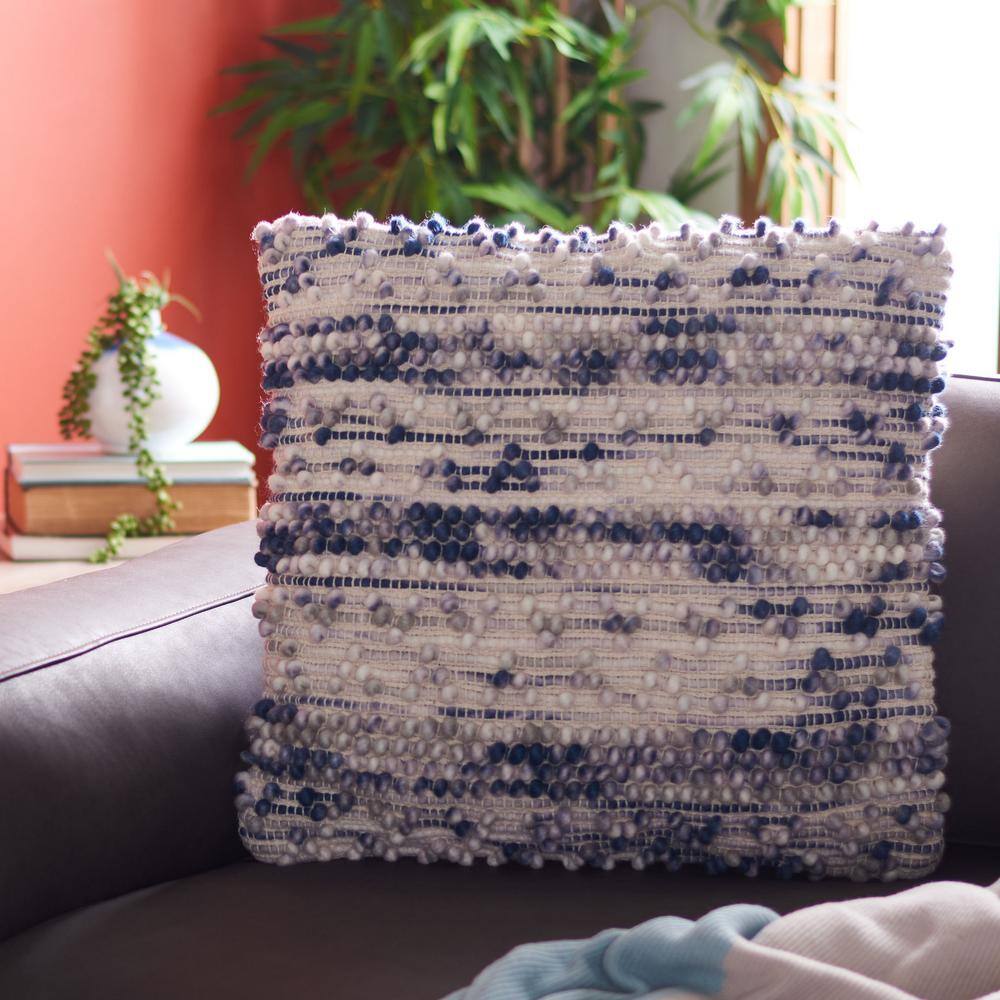 SAFAVIEH Nerina Navy 20 in. X 20 in. Throw Pillow