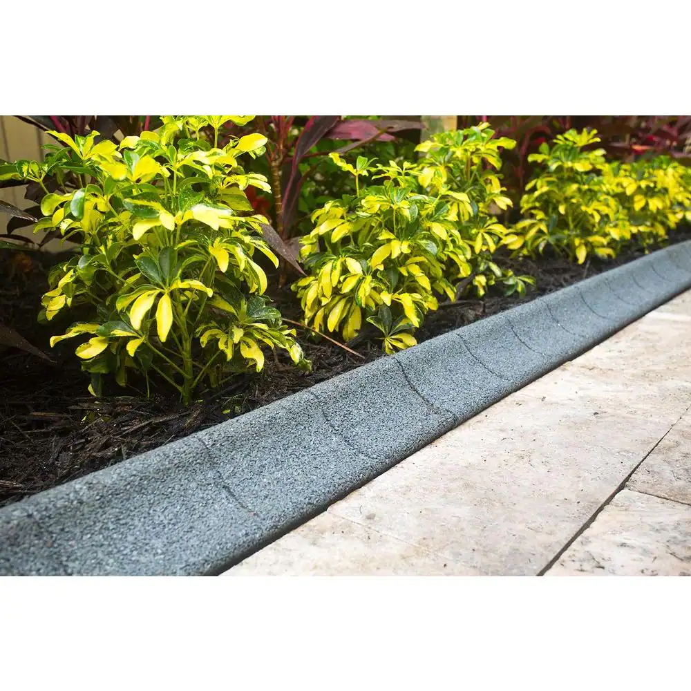 EcoBorder 4 ft. Grey Rubber Curb Landscape Edging (4-Pack)