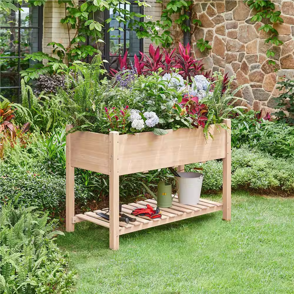Yaheetech 47 in. L x 22.5 in. W x 31.5 in. H Fir Wood Elevated Raised Garden Bed for Vegetables, Flowers and Herbs