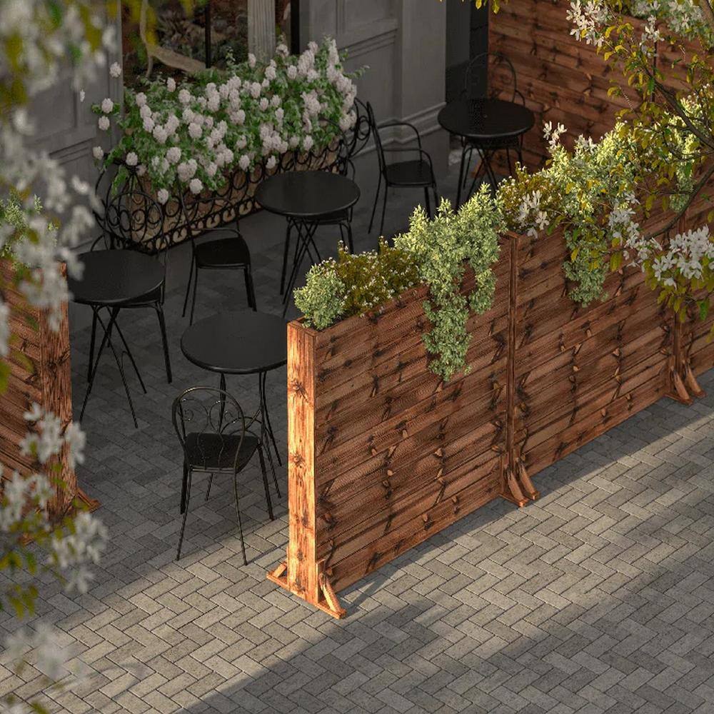 None 48 in. x 8 in. x 36 in. Solid Wood Mobile Planter Barrier in Unfinished Wood Color (Set of 2-Pieces)