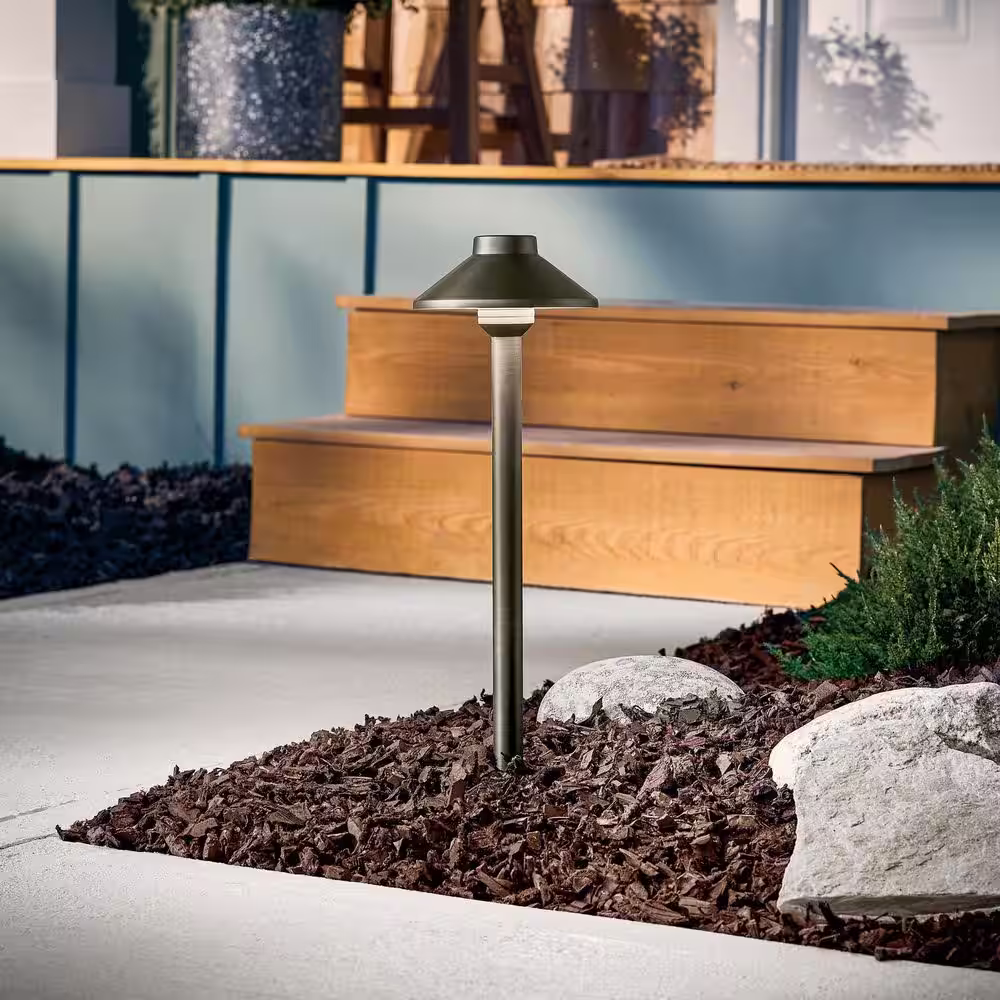 KICHLER Low Voltage Centennial Brass Hardwired Weather Resistant Stepped Dome Path Light with No Bulbs Included