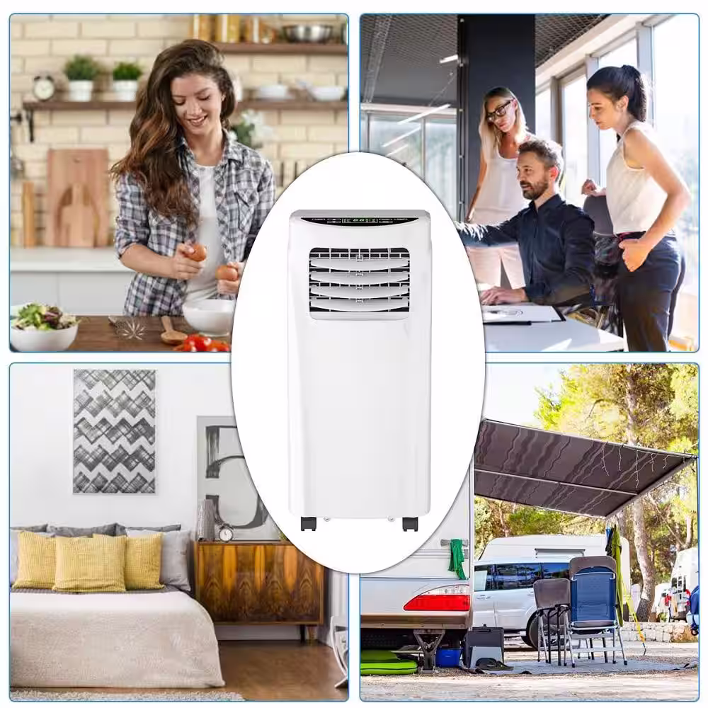 Gymax 8000 BTU(DOE) Portable Air Conditioner Cooling Fan Dehumidifier 8000BTU with Remote Control White