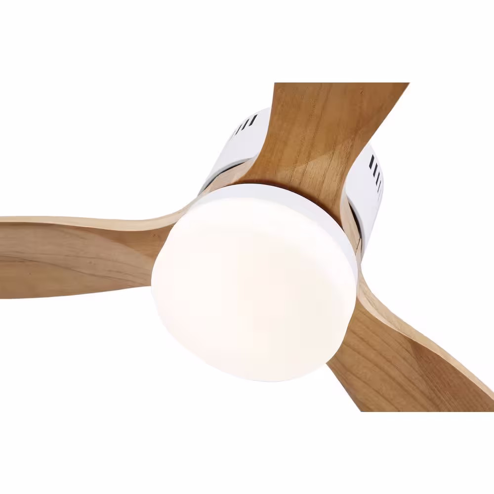 Oaks Aura Novella 52in. LED Indoor Solid Wood Scandi-Japanese Ceiling Fan With Light Latest DC Motor Technology, Burlywood