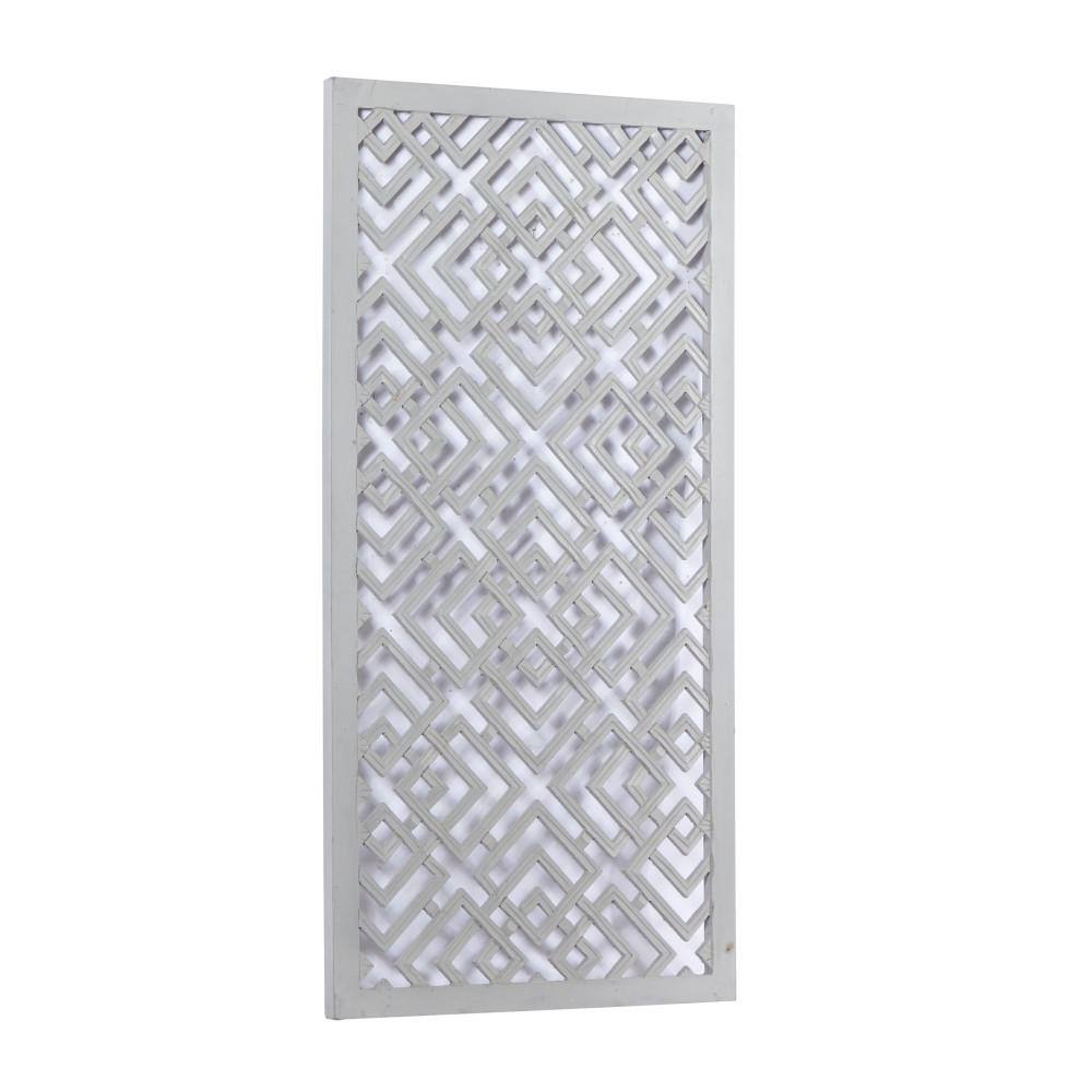 None Wood Gray Carved Geometric Wall Decor
